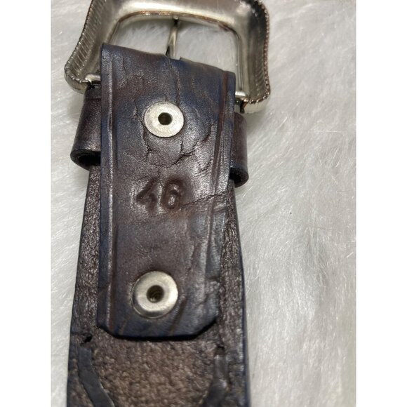 Mens Braided Leather Belt W/ Western-Style Buckle Size 46 Dark Brown - Picture 5 of 5